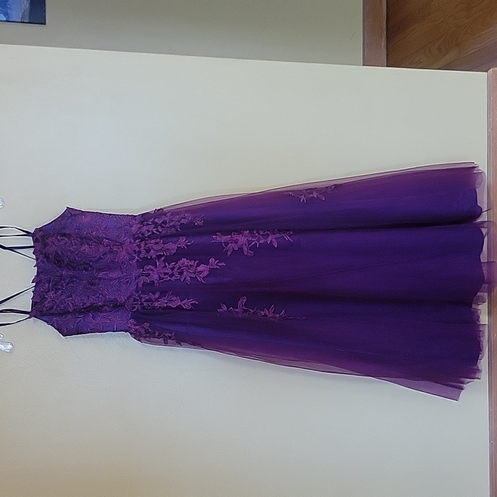 Dark plum formal lace dress